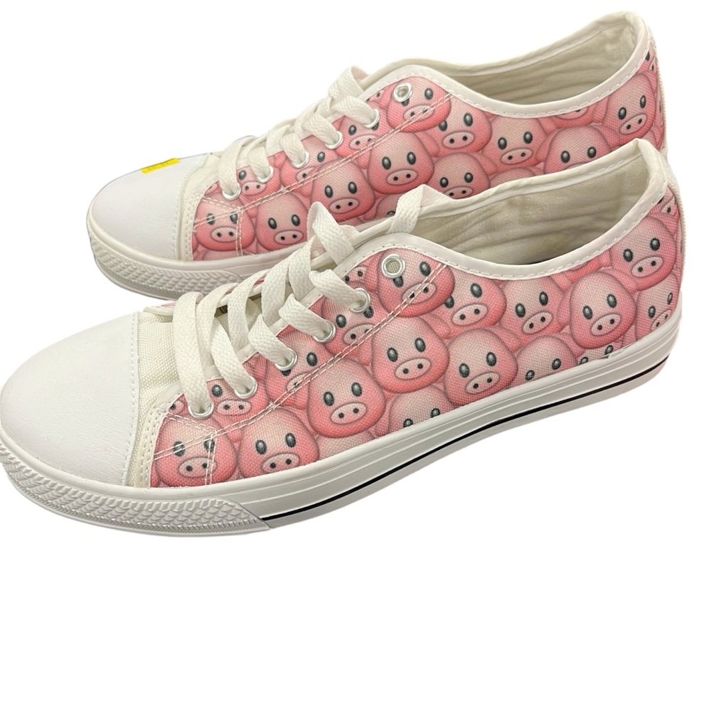 Pink Piggy Pig Print Custom Low Top Tennis Shoes Sneakers W8 M9